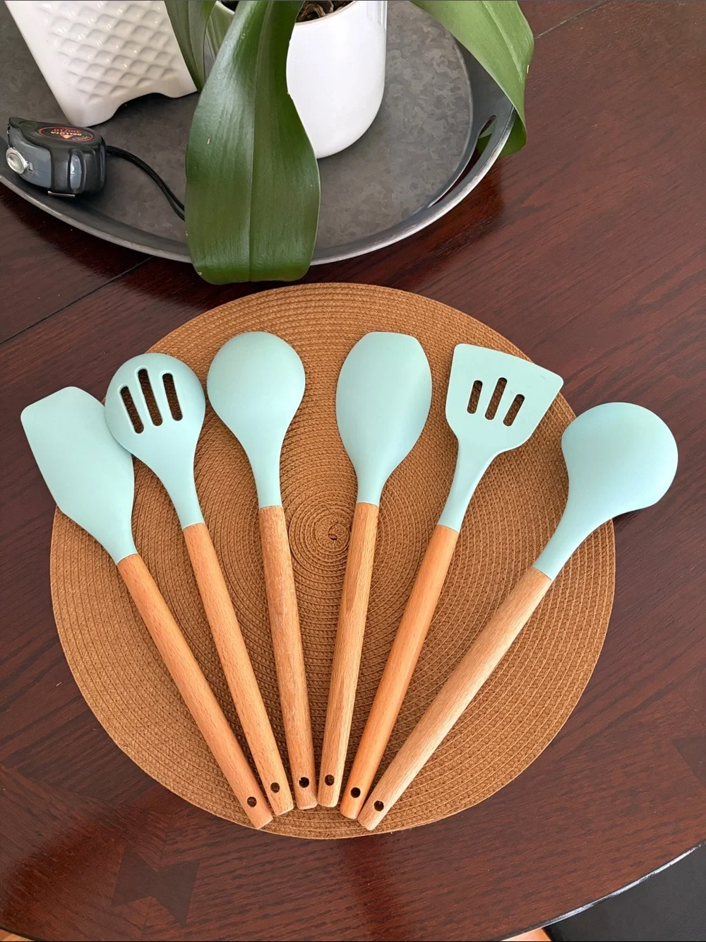 Elever Mint Silicone & Wood Kitchen Utensil Set - 6 Piece